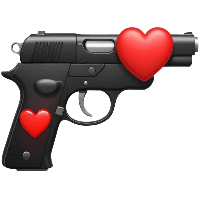 Black hand gun shooting a heart out of it emoji