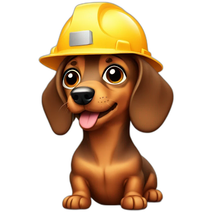 dachshund with construction hat emoji