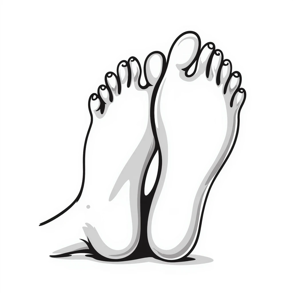 detailed illustration of bare foot soles with white sap sticking to them, realistic drawing emoji