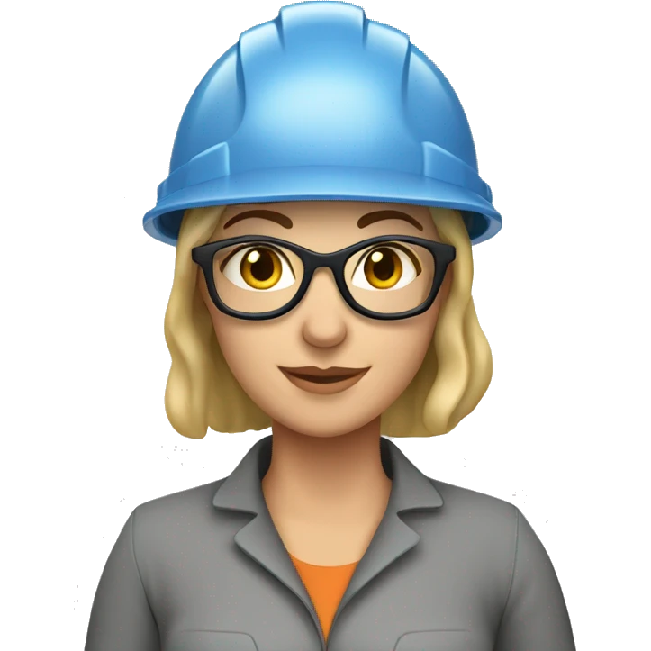 Caucasian woman wearing a safety helmet, safety glasses and earplugs emoji