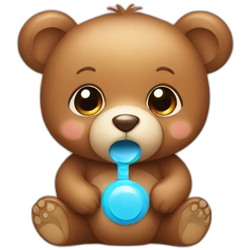 cute baby bear with a pacifier in his mouth emoji