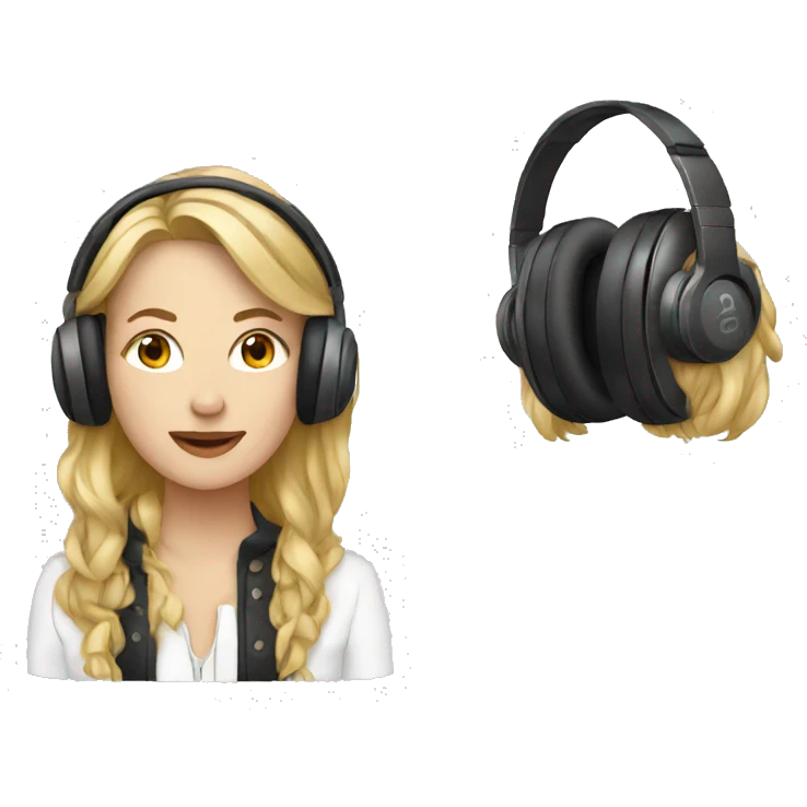 white woman music producer with headphones emoji
