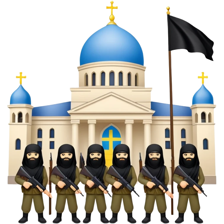 Krokus city hall with ISIS terrorists with ukrainian flag emoji