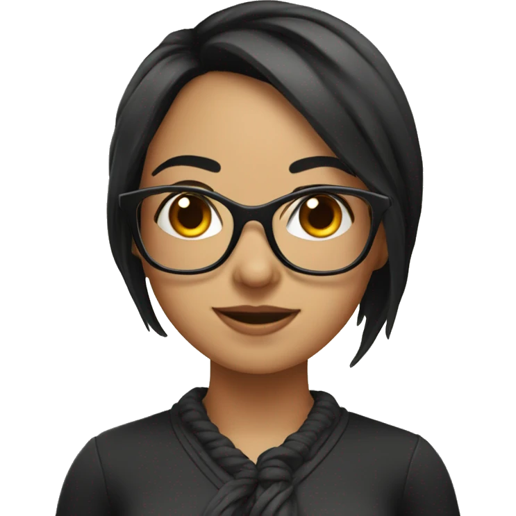 A girl with black hair tied up and wearing glasses emoji