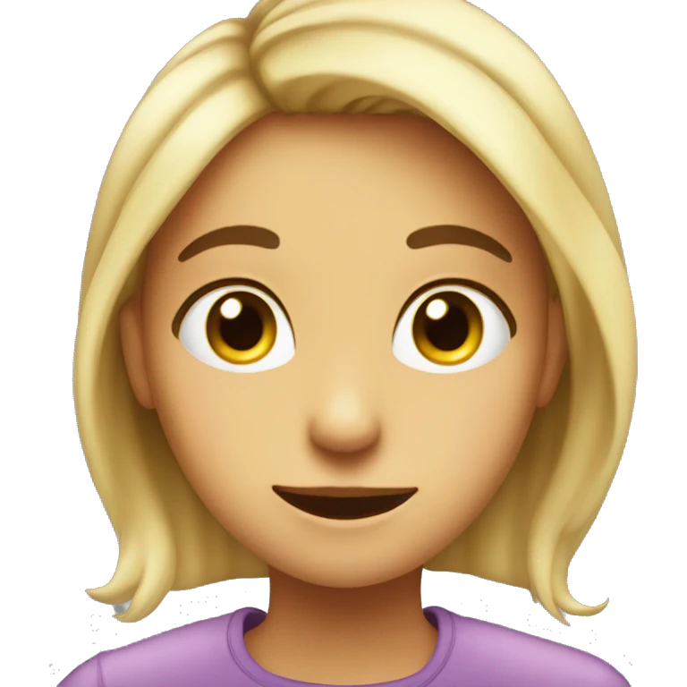 Create a girl face with an emotion kind of weirded out, doesn't know what to say, but happyy emoji