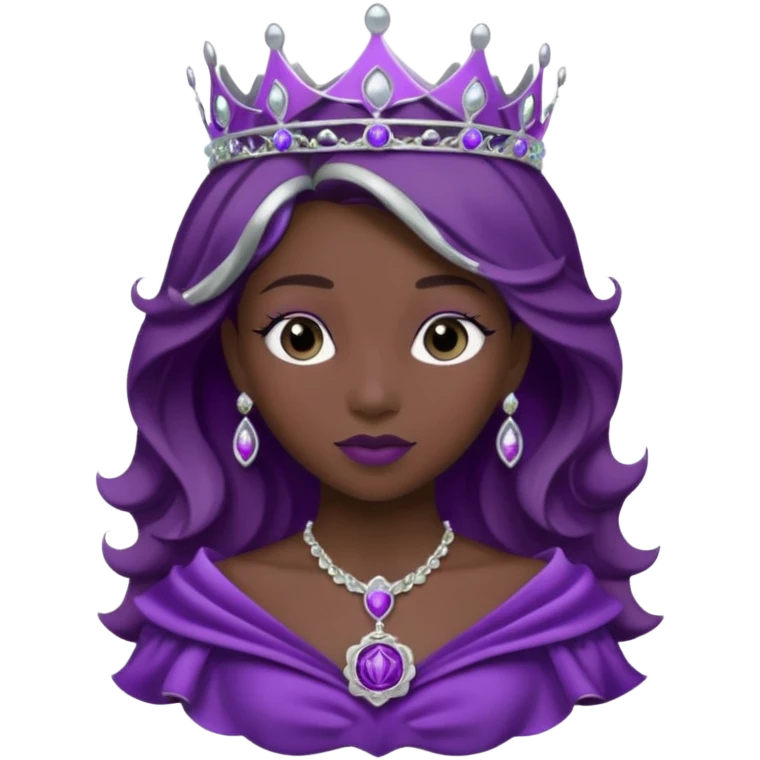 Purple shadow rose silver circle plaque with silver tiara emoji