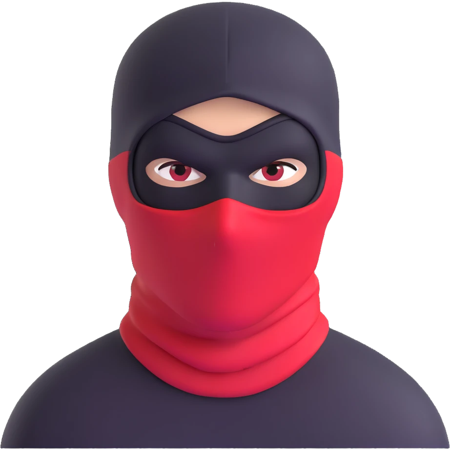 menacing robber with black and red balaclava emoji