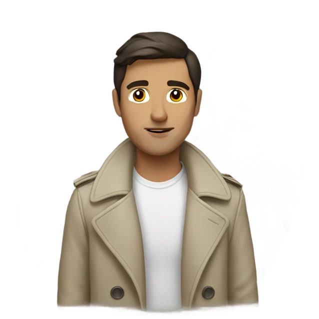 Brunette man in a trench coat with Angel wings  emoji