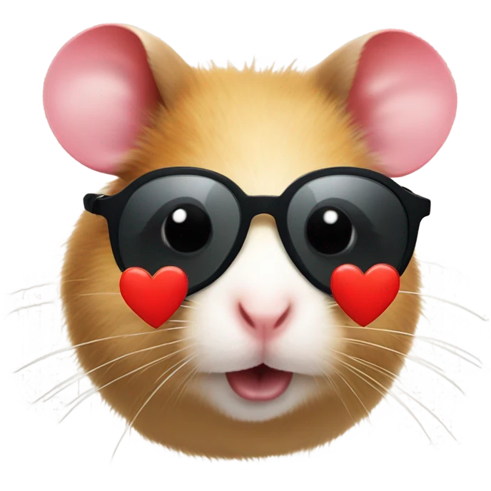a hamster with red heart sunglasses  emoji