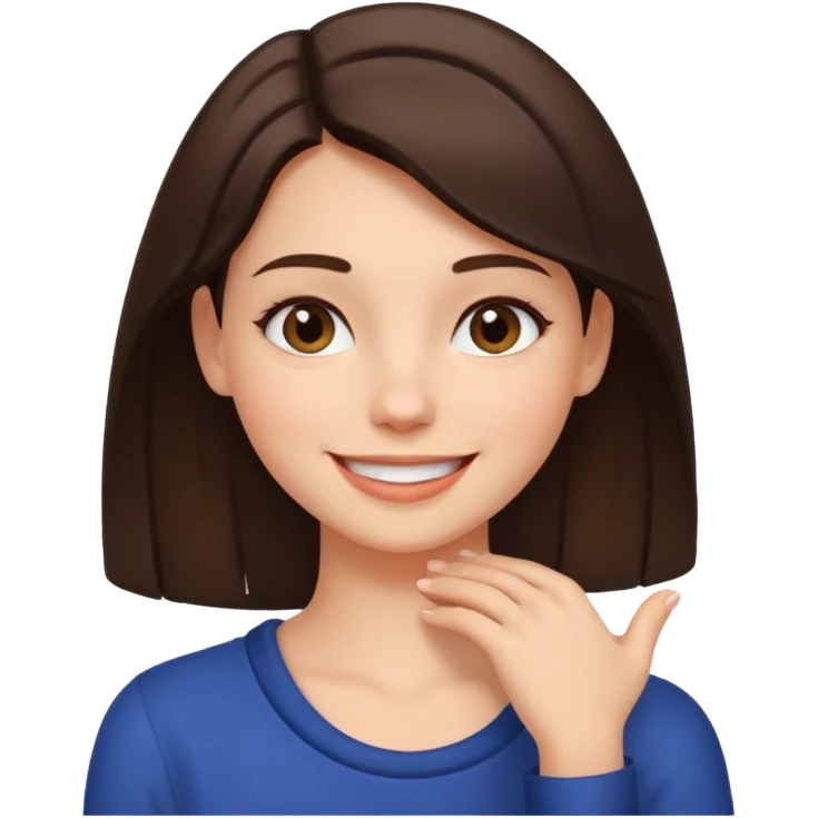 Brunette girl with hand on around neck emoji