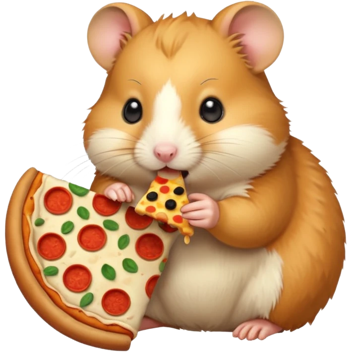 Golden hamster eating pizza emoji