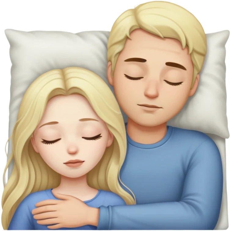 girl with long dark brown hair and pale skin sleeping with a man who is blonde emoji