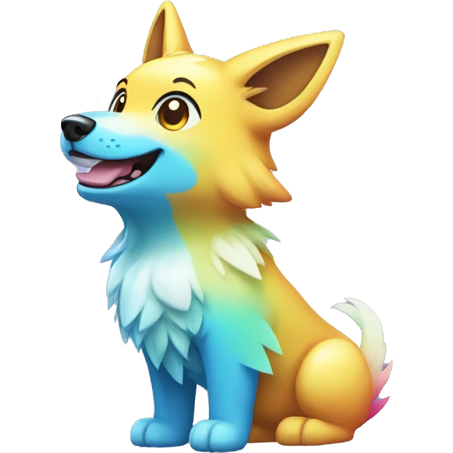Colorful Gardient Shiny Electric Dog Pokémon emoji