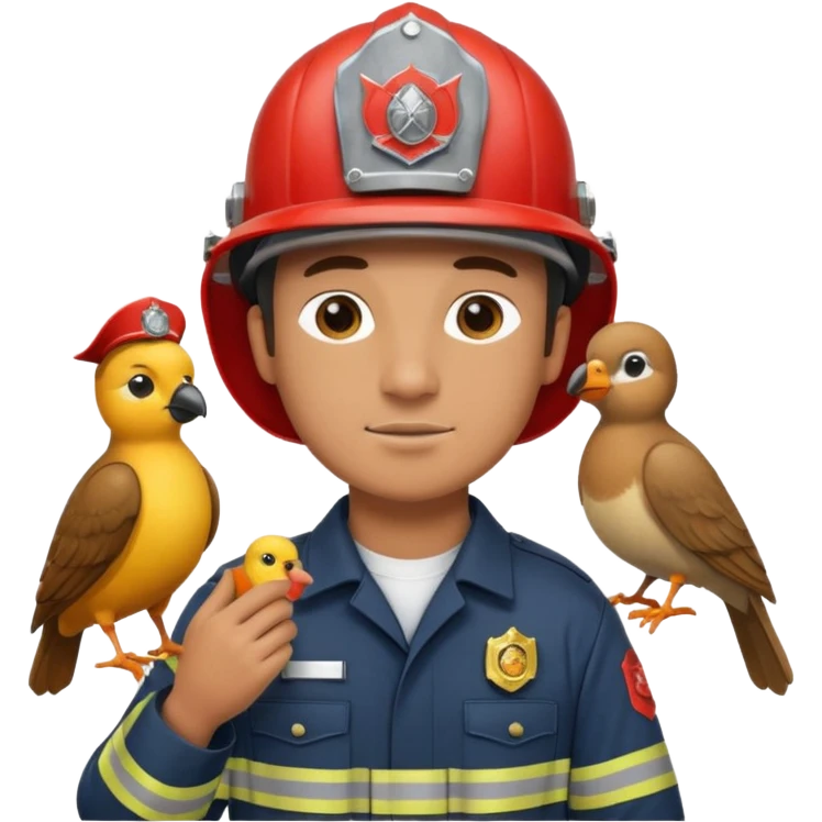 Fireman with bird emoji