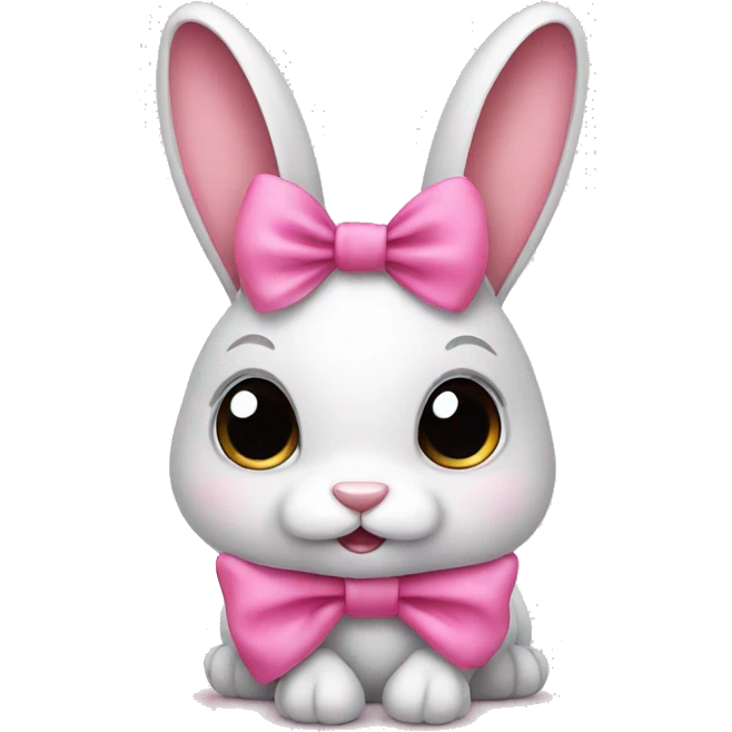 cute bunny with a pink bow emoji