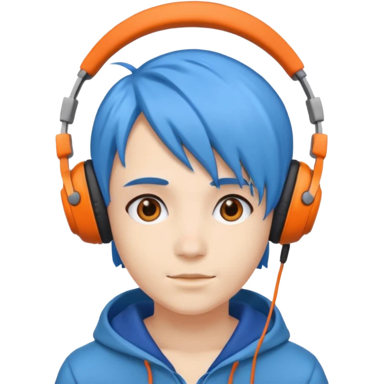 blue haired orangeheadphone wearing emoji