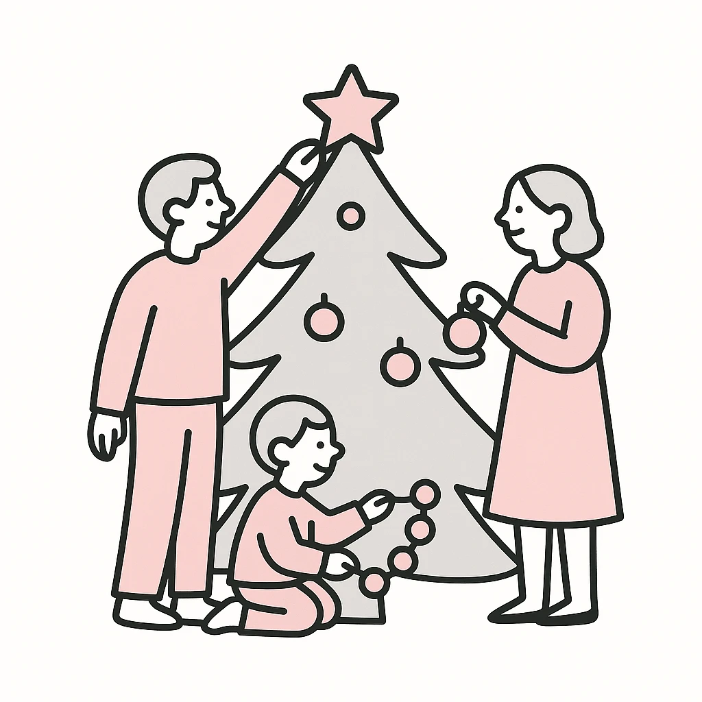 people decorating a Christmas tree emoji