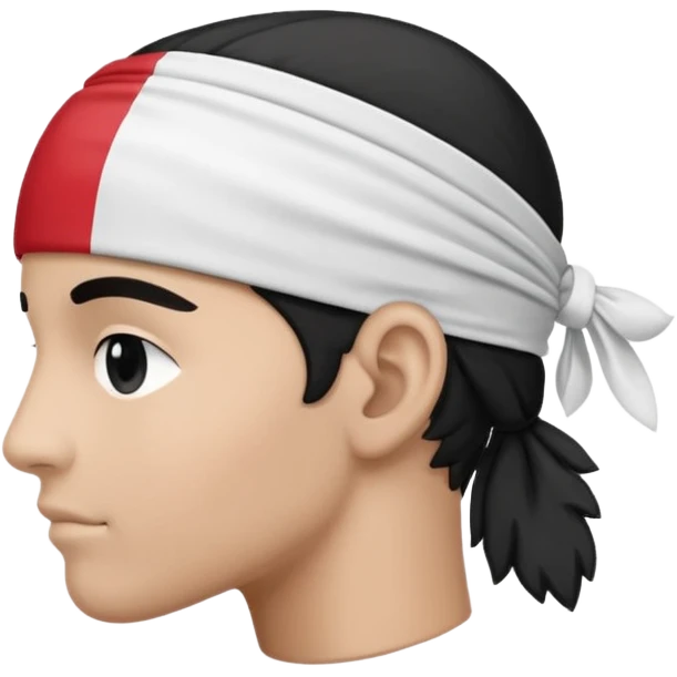 The Corsica flag : represents the left profile of a black head called a Moor's head , wearing a white headband. This emblem is black on a white background. On the first Corsican flags, the representation of the head was slightly different emoji