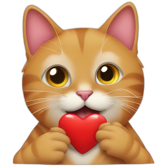cat giving a kiss represented by a red heart emoji