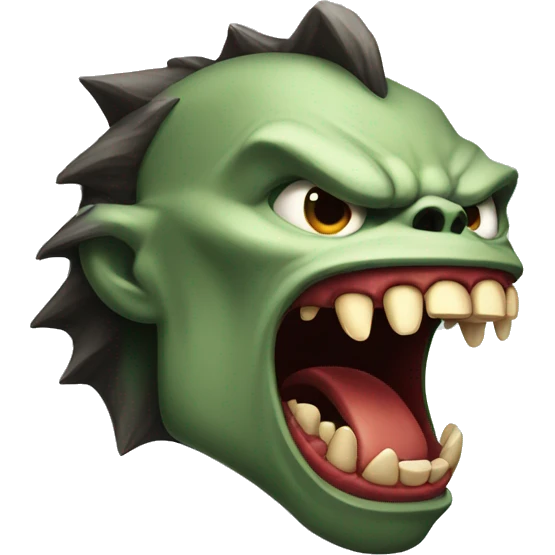 the head of a monster, in profile to the right side, an aggressive growl emoji