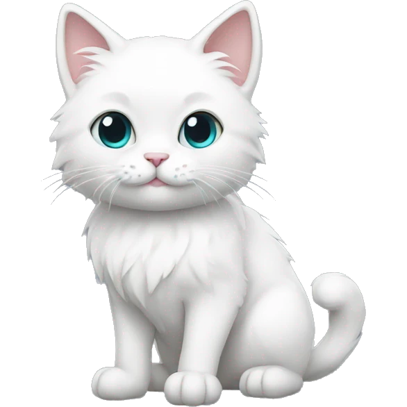furry white cat, full body emoji