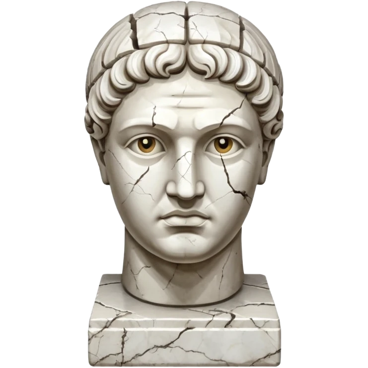 white cracked marble greek statue head emoji