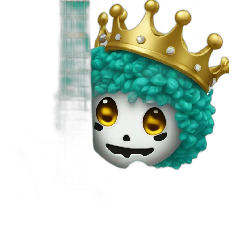 Soolking brook ;affro cut ;turquoise electric guitar;golden crown ;skeletal face emoji