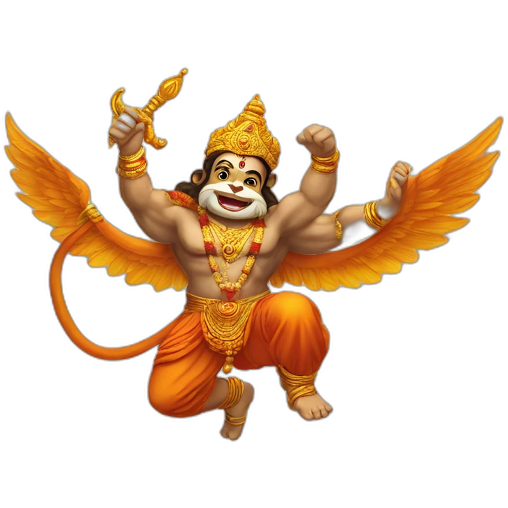 Lord Hanuman flying with sanjivini mountain emoji