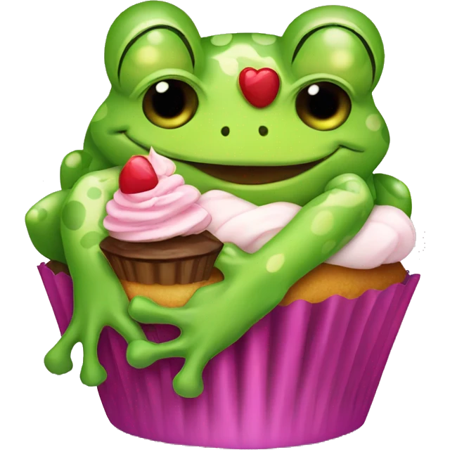 Frog with a cupcake  emoji