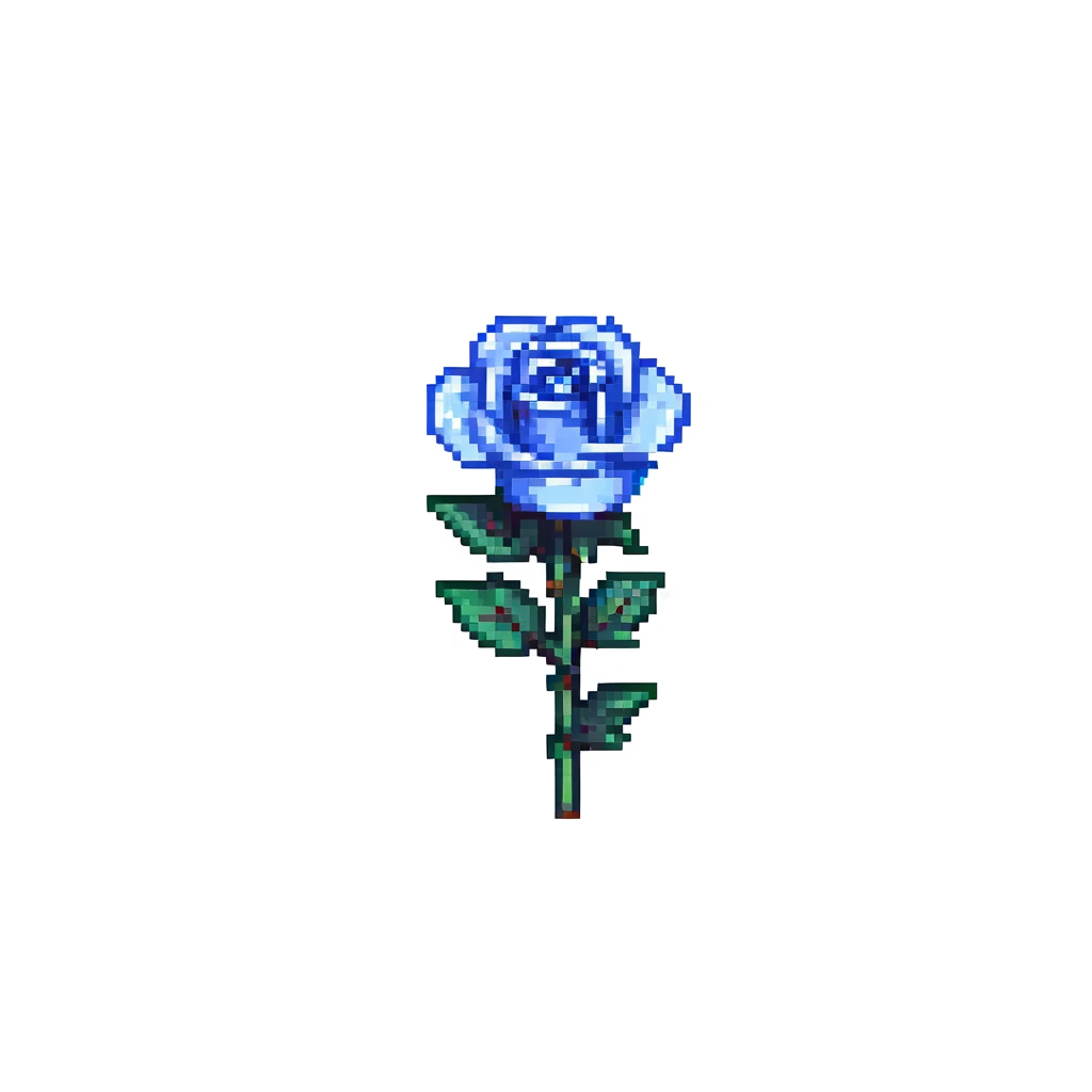 Make the blue rose smaller and add a dark background, keep pixel art icon style. emoji