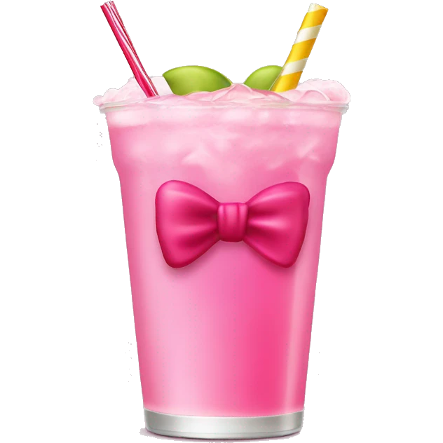 shirley temple drink with pink bow no face emoji