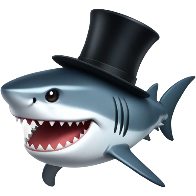 Shark with a top hat emoji