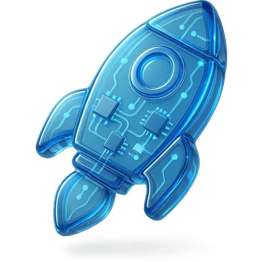 rocket icon with glossy circuit style emoji