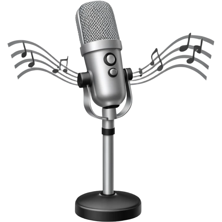microphone on a stand with sound waves emoji