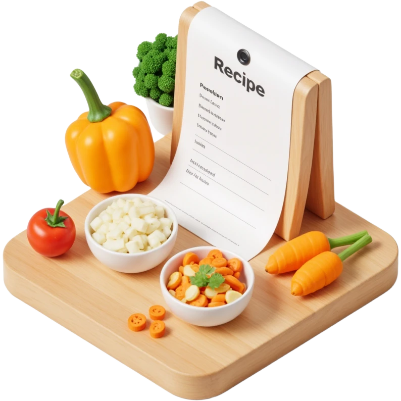 Floating Ingredients Around a Recipe Card (with Transparent Background) emoji