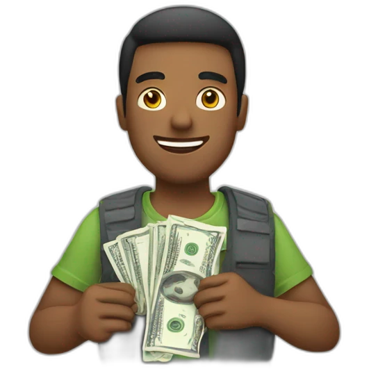 A guy holding dollars  emoji