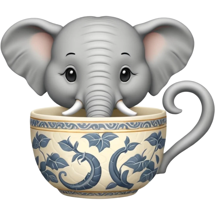 elephant with tea cup emoji