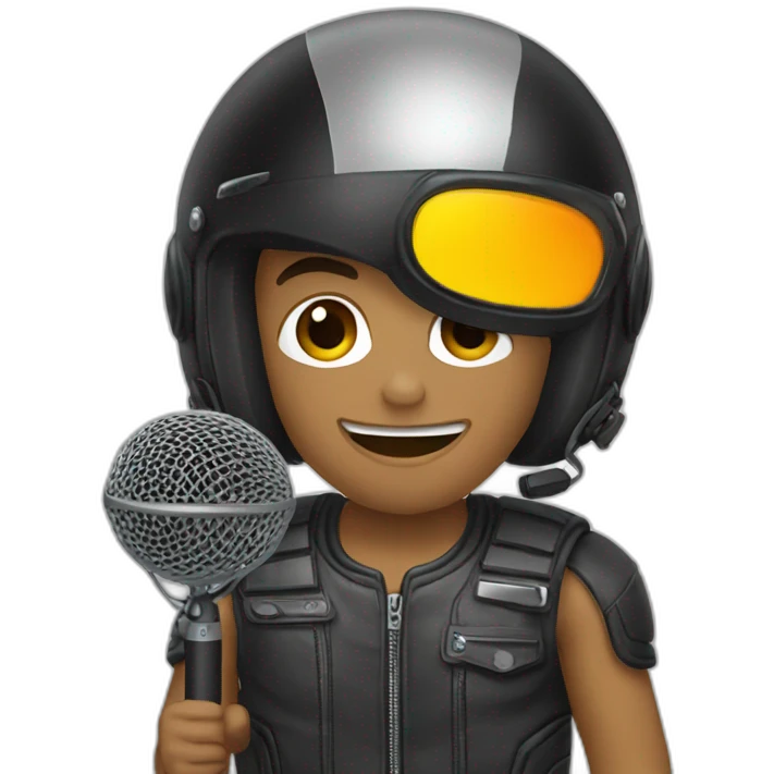 guy with motorcycle helmet and microphone emoji