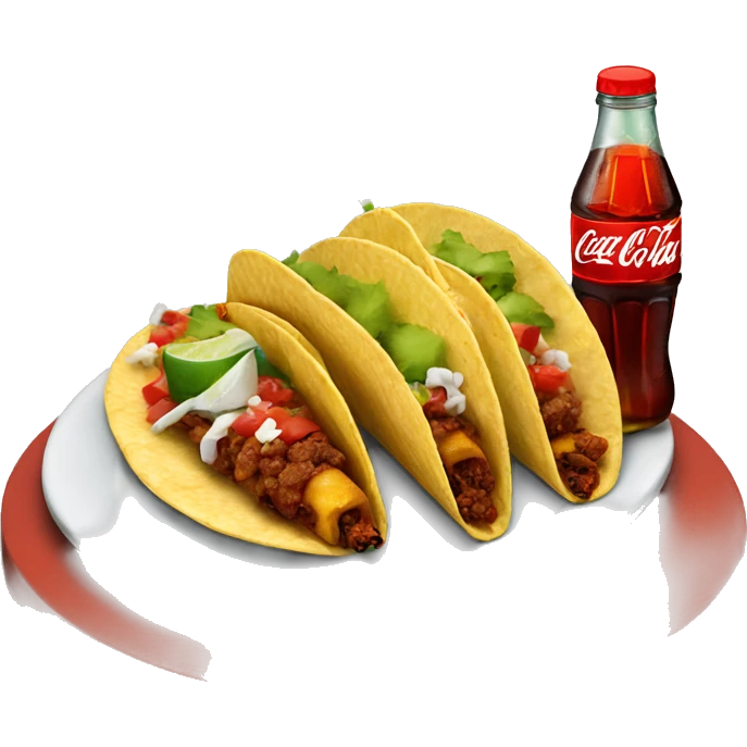 tacos Al pastor on plate with Mexican Coca Cola bottle on side emoji