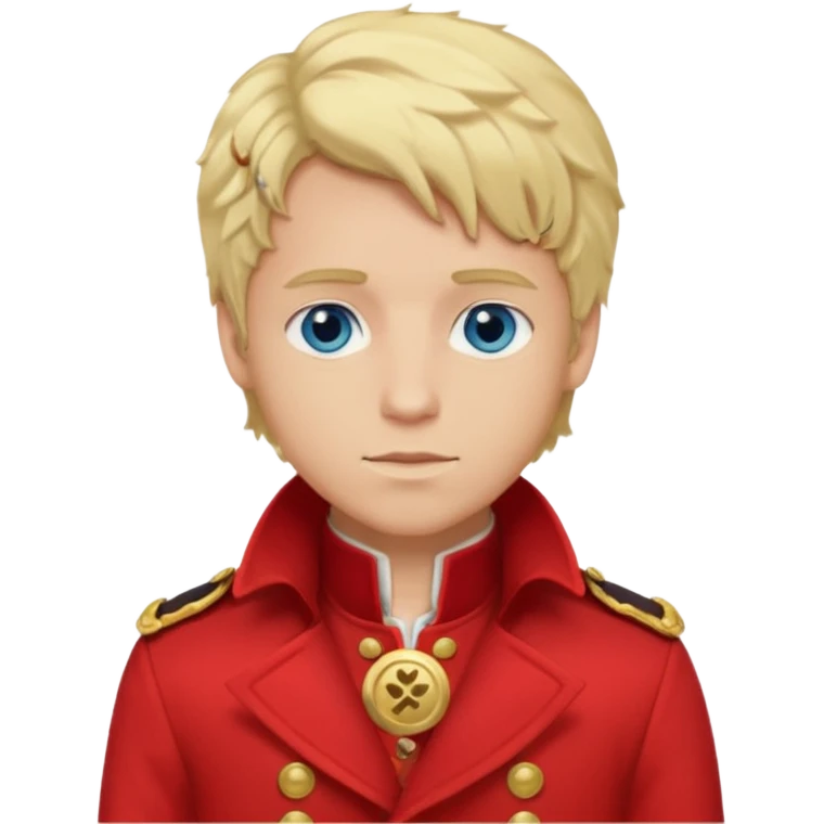 Enjolras From Les Miserables with light skin, blue eyes, Blonde Hair, red outfit emoji