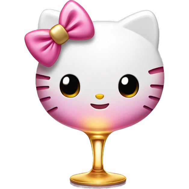 Hello kitty with a glass of champagne  emoji