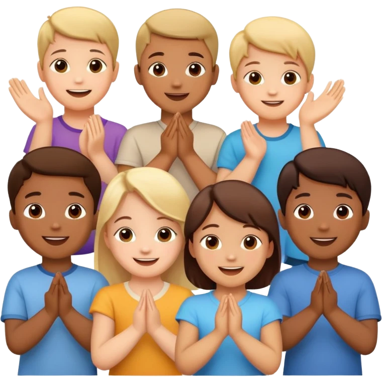 group of children clapping together, happy and supportive emoji