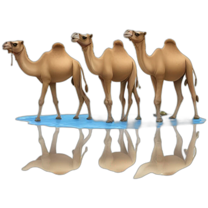 three camels with puddle emoji