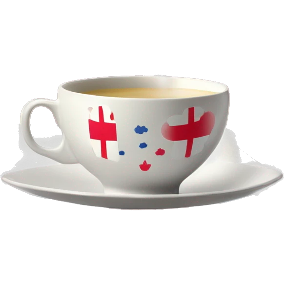 A teacup with delicate patterns let the rising vapor form the outline of the United Kingdom flag emoji