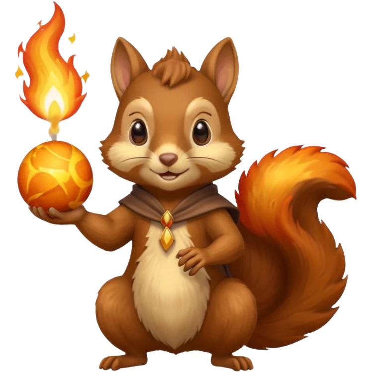 wizard squirrel summons fire in hand emoji