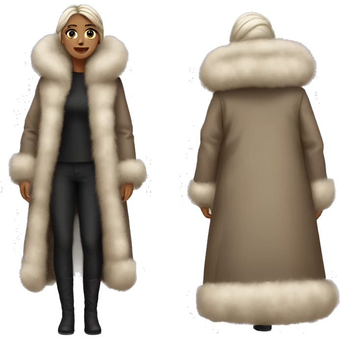 Woman wearing big full length fur coat emoji