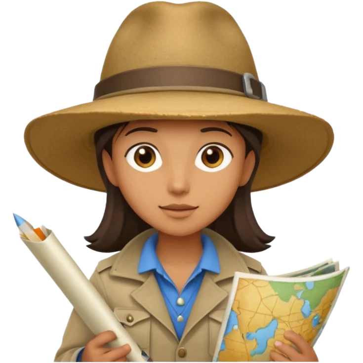 explorer with map, hold on the hand, watching map emoji