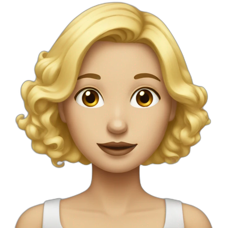Blonde femaleartist who is painting emoji