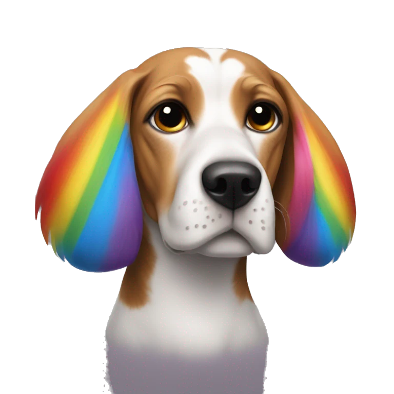 Beagle with a rainbow clown wig emoji