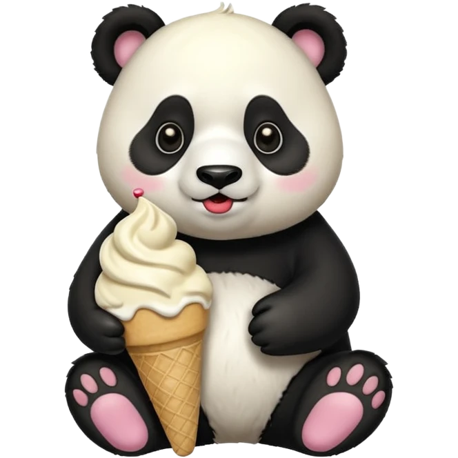 Panda eating ice cream emoji